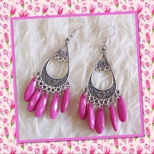 💖New Vintage Antique Bohemian FUSCHIA Ear